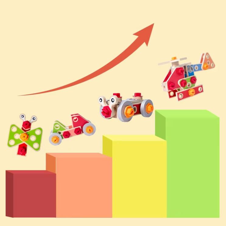 Kids' DIY Early Learning Tool Kit Simulation Screw and Nut Puzzle Building Blocks