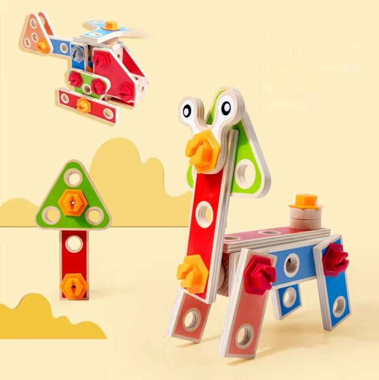 Kids' DIY Early Learning Tool Kit Simulation Screw and Nut Puzzle Building Blocks