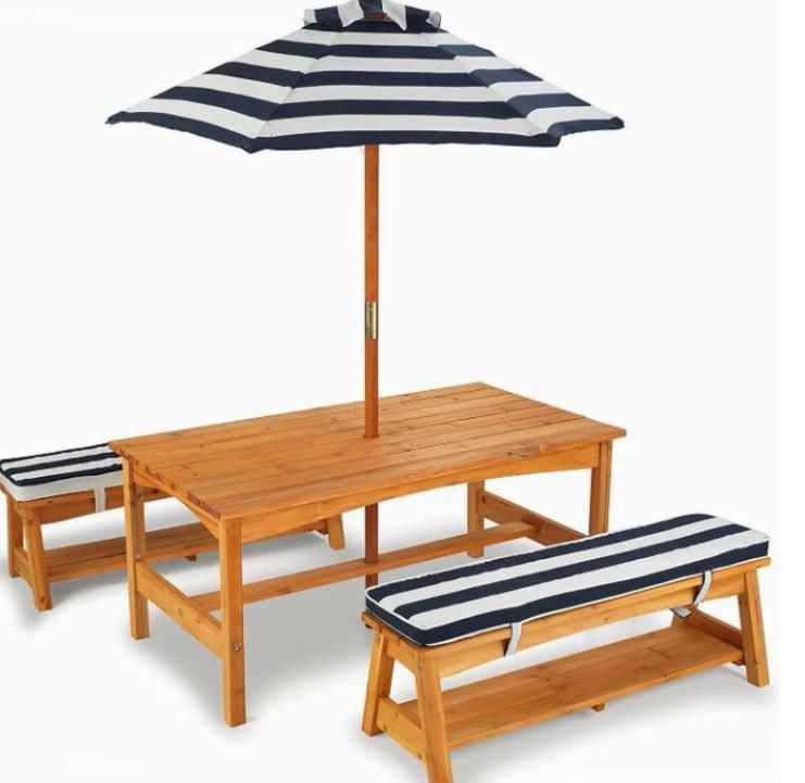 Children's Wooden Outdoor Table and Chair Set Garden Furniture for Amusement