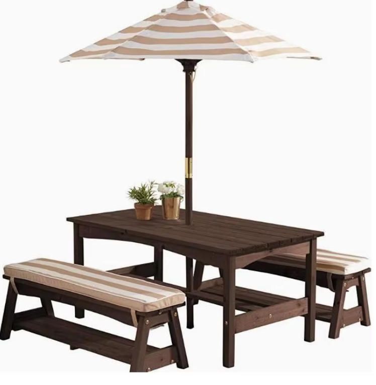 Children's Wooden Outdoor Table and Chair Set Garden Furniture for Amusement