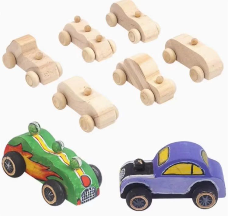 Handmade DIY Woodcrafts Colorful Three-dimensional Graffiti Car Model Kindergarten Children's Wooden Drawing Coloring Block Toy