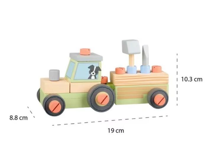 Screw Blocks Buildable Wood Tractor for 3-5Y Motor Skills Development