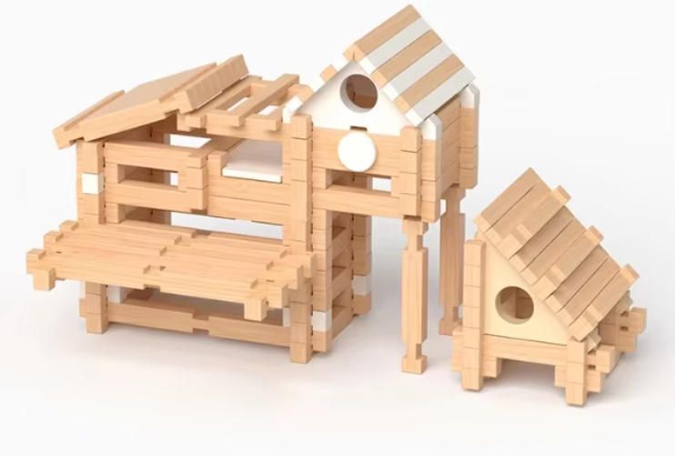 Early Education Architect's House Puzzle Handcrafted Woodcrafts Parents Children Building Mortise Tenon Blocks Wooden Toy Gift