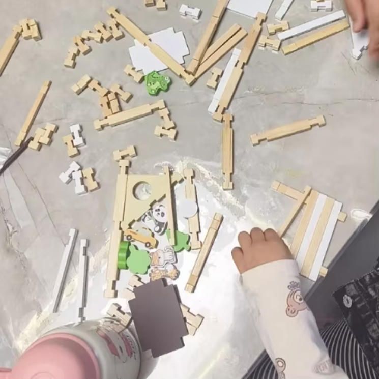 Early Education Architect's House Puzzle Handcrafted Woodcrafts Parents Children Building Mortise Tenon Blocks Wooden Toy Gift