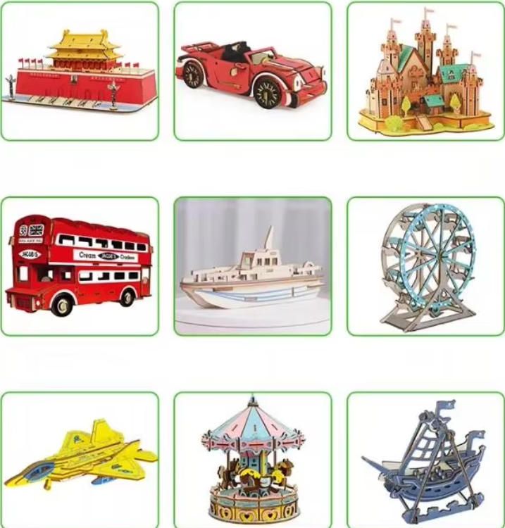 Intriguing 3D Wooden Assembly Model Building Blocks Puzzle Toys for Woodcraft Enthusiasts Aged 2 to 7 Years