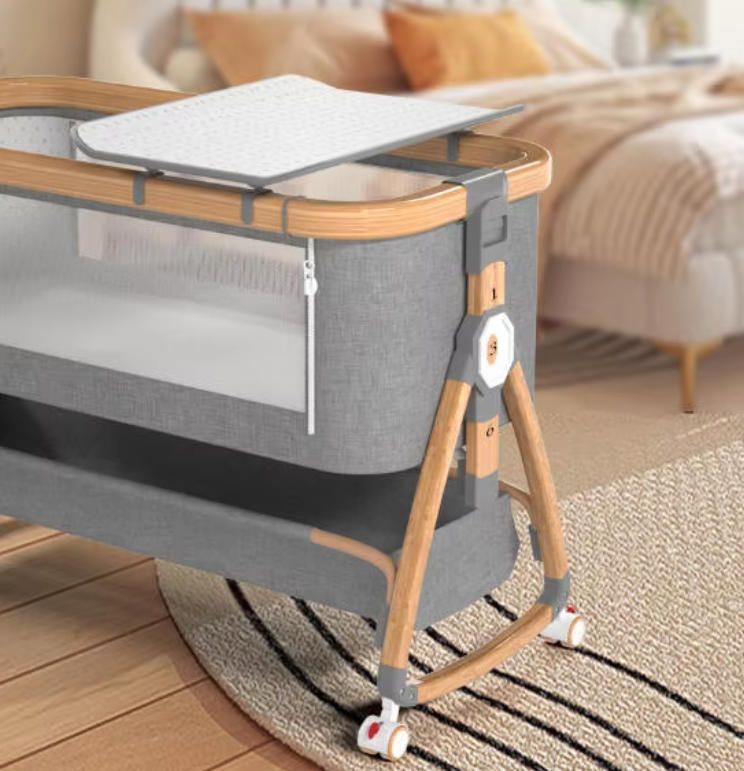Portable and Foldable Aluminum Alloy Baby Crib Multifunctional Newborn Splicing Bed Large Kids' BB Bed