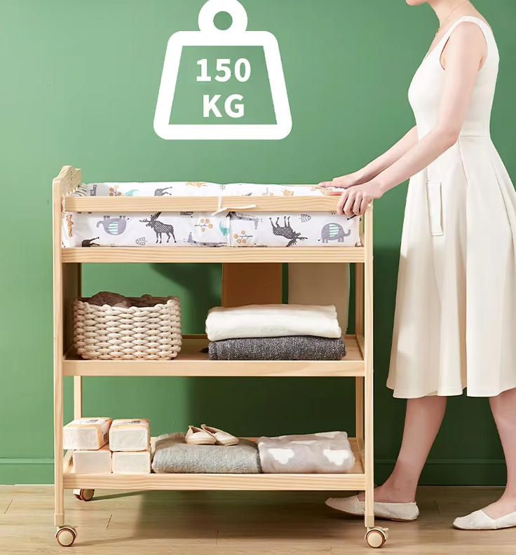 Solid Wood Baby Diaper Changing Table Removable Nursing Table Bath Massage Multifunctional Baby Touch Changing Table