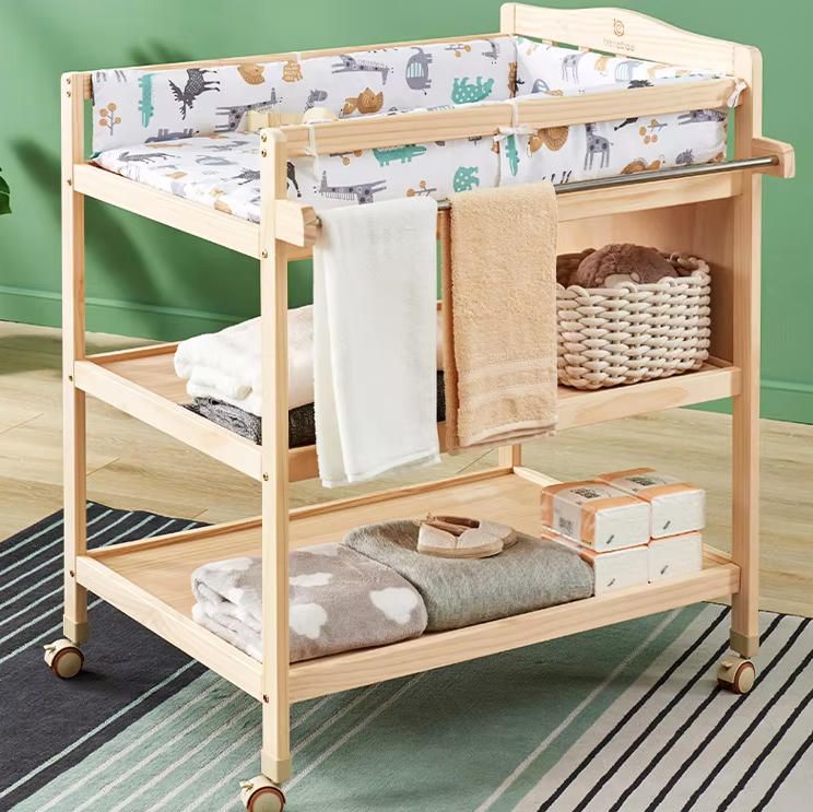Solid Wood Baby Diaper Changing Table Removable Nursing Table Bath Massage Multifunctional Baby Touch Changing Table