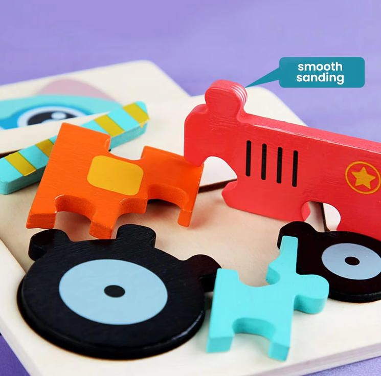 12-Pack Wooden Jigsaw Puzzles Toddlers Montessori Educational Sorting Stacking Toys 1-3 Years Old Early Learning Boys Girls