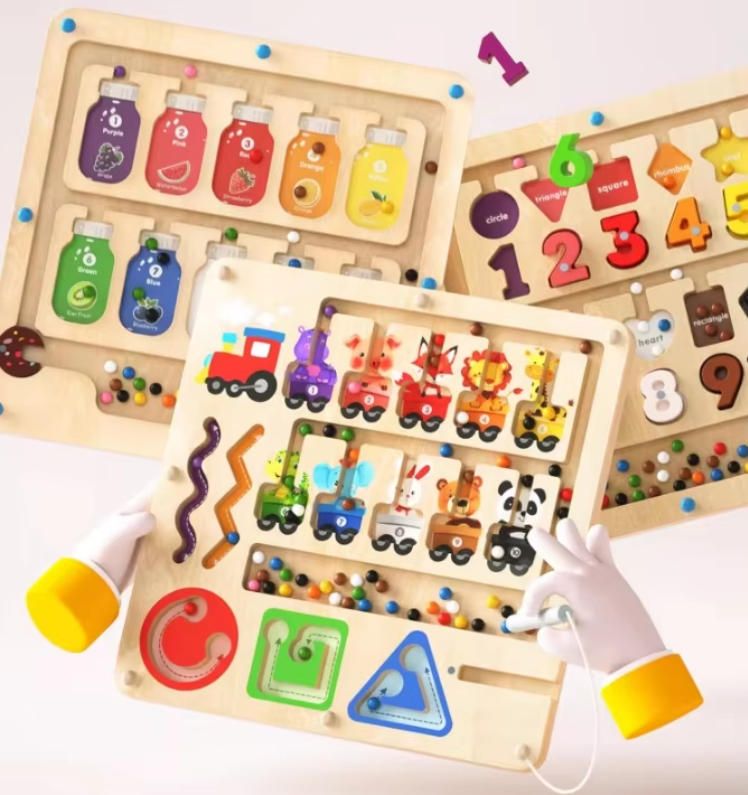 Magnetic Wood Ball Maze Challenge Preschoolers Early Education Puzzle Toy Children Aged 2-3 Focus Pen Control Training Age 6