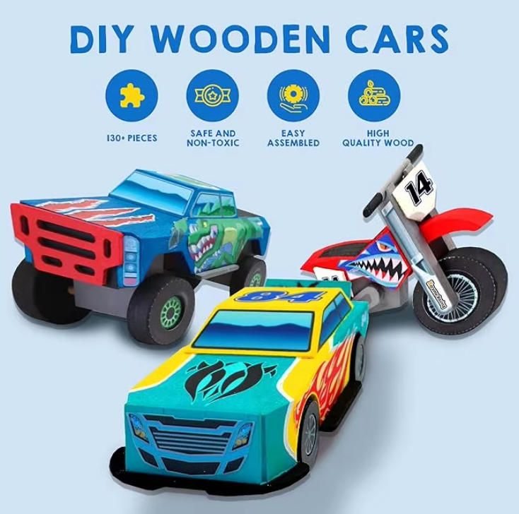 Easy DIY Wooden Cars Craft for Kids Assemble