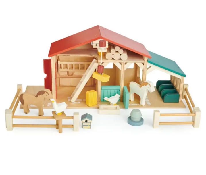 Kids Wooden Farm Toy Play Set Woodcrafts for Children