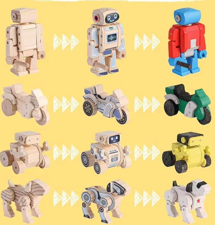Wooden Robot Assembly Toy Set Gift for Kids Woodworking Crafts Projects for Boys and Girls Woodcrafts