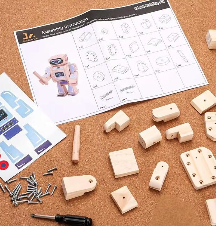 Wooden Robot Assembly Toy Set Gift for Kids Woodworking Crafts Projects for Boys and Girls Woodcrafts