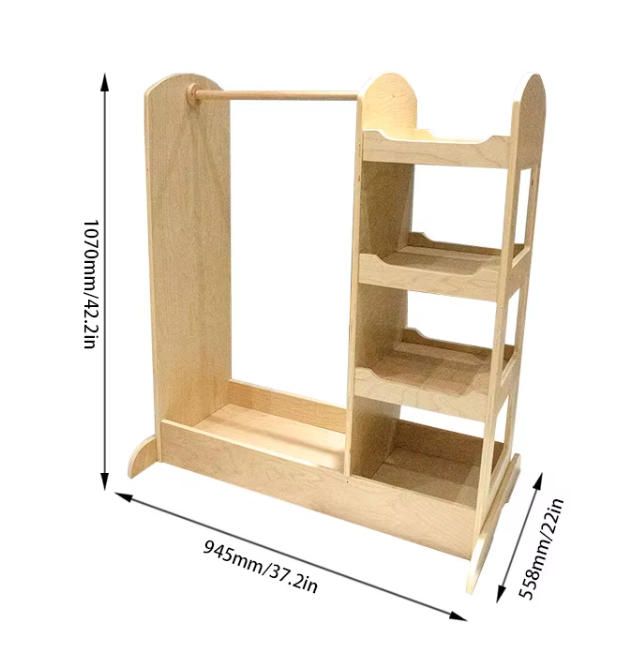 Children's Wooden Multifunctional Wardrobe, Bookshelf, and Storage Rack for Clothes and Toys