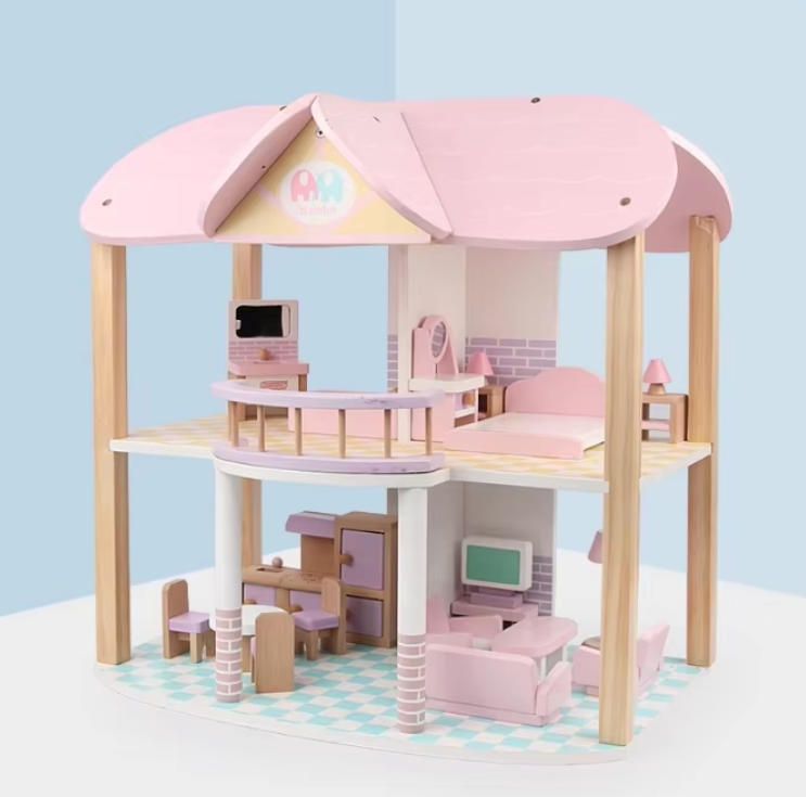 Mini Solid Wood Furniture Set for 3-6 Years Old Handcrafted Wooden Craft for Children's Home Simulation Birthday Gift Box