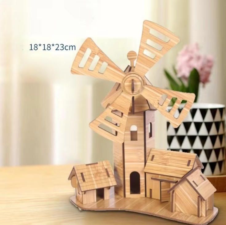Handmade Antique Architectural Model DIY Three-Dimensional Woodcrafts Puzzle Board Children's Gift Toy House