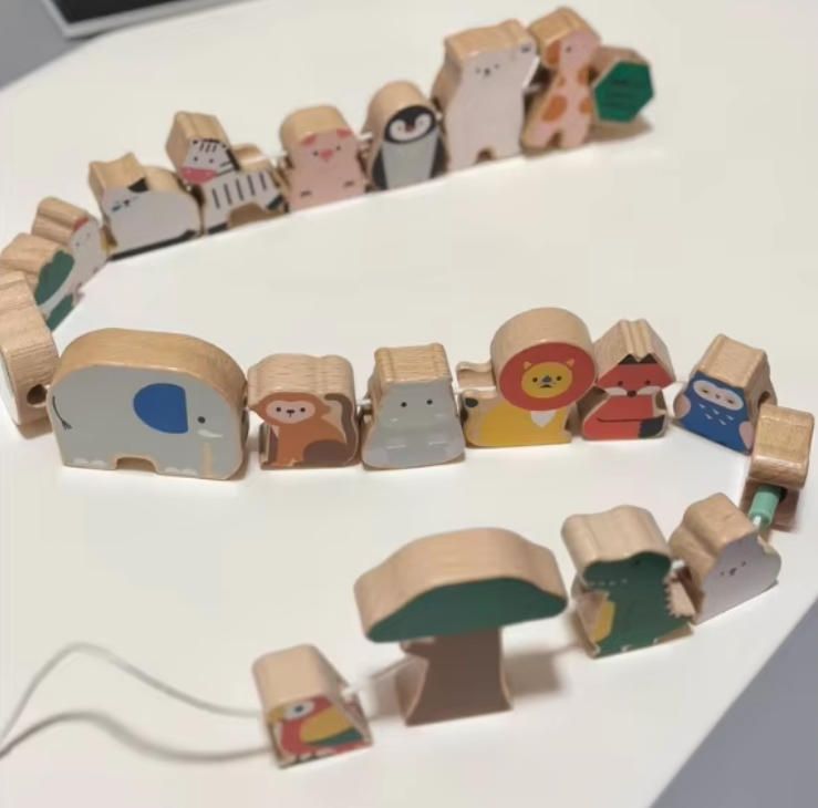 Montessori-Inspired Large Wood Bead Building Blocks Kids Puzzle Toys for Stack