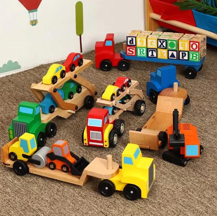 Versatile Detachable Wooden Building Block Vehicle Model Children's Transport Engineering Truck Simulation Woodcrafts