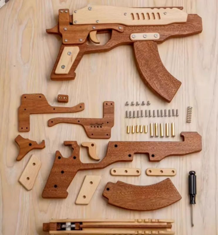 Handmade Wooden Assembled Toy Model Children's 8-12 Years Old Puzzle Gift Rubber Band Gun Boy Toy for Woodcrafts