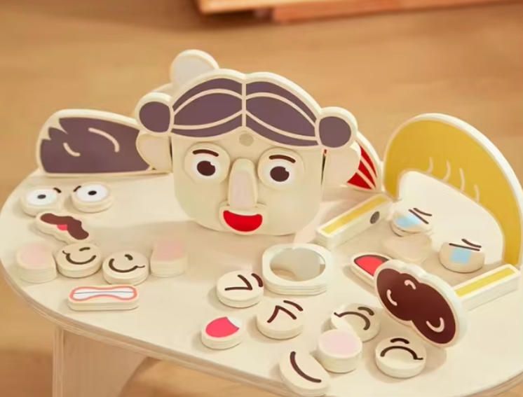 Imagination Gift for Baby Cognitive Facial Features Building Blocks Puzzle Construction Toy