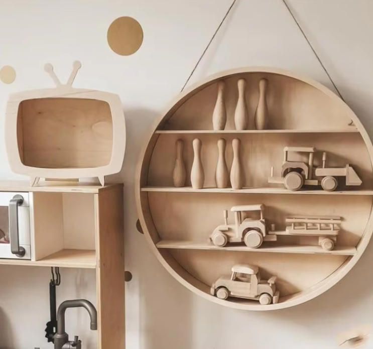 Modern Creative Wooden Round Wall Shelf for Kids Room Entryway Apartment Hospital Hotel Villa-for Background Wall Decor