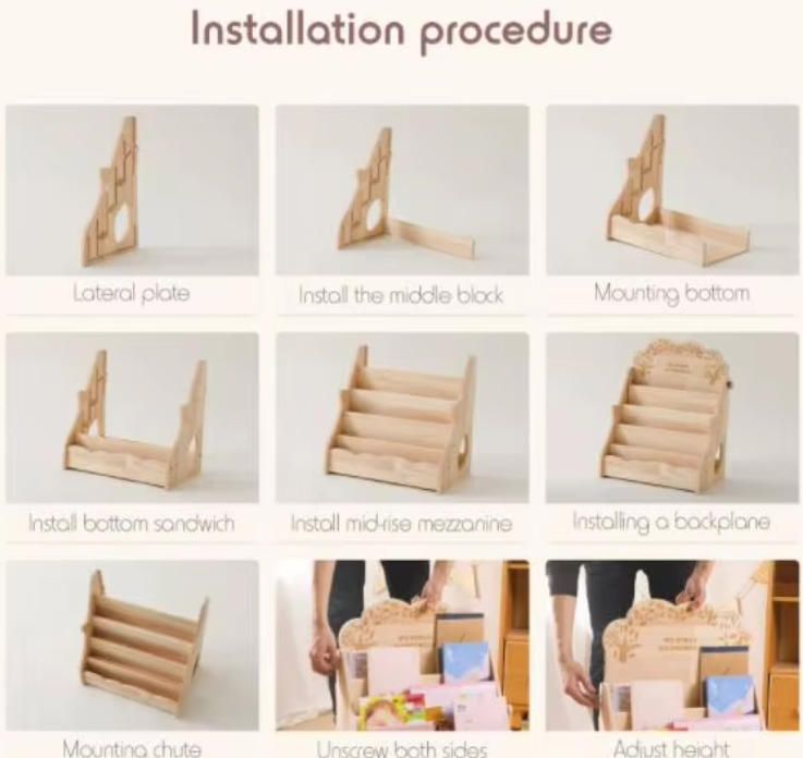 Montessori Multi-functional Bookshelf with Blackboard for Drawing and Writing Practice