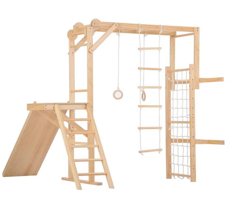 Solid Wood Indoor Climbing Frame Slide Swing Sensory Integration Indoor Jungle Gym