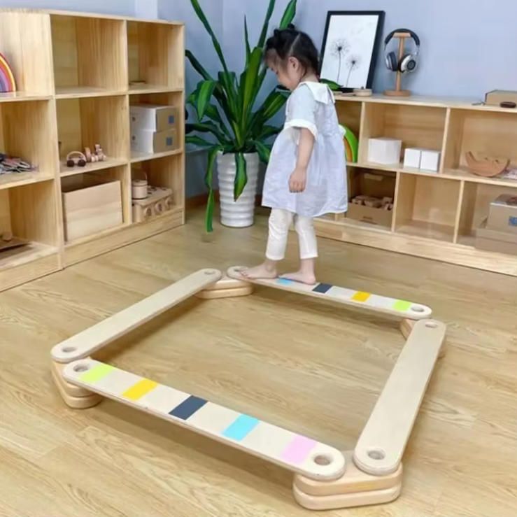Montessori-inspired 5-Step Wooden Balance Beam for Kids Climbing Frames for Toddlers' Play Gym and Outdoor Use