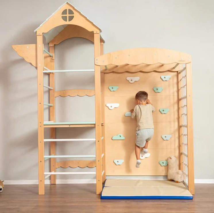 Children's Indoor Wooden GYM Climbing Frame for Toddlers and Kids Playground Equipment