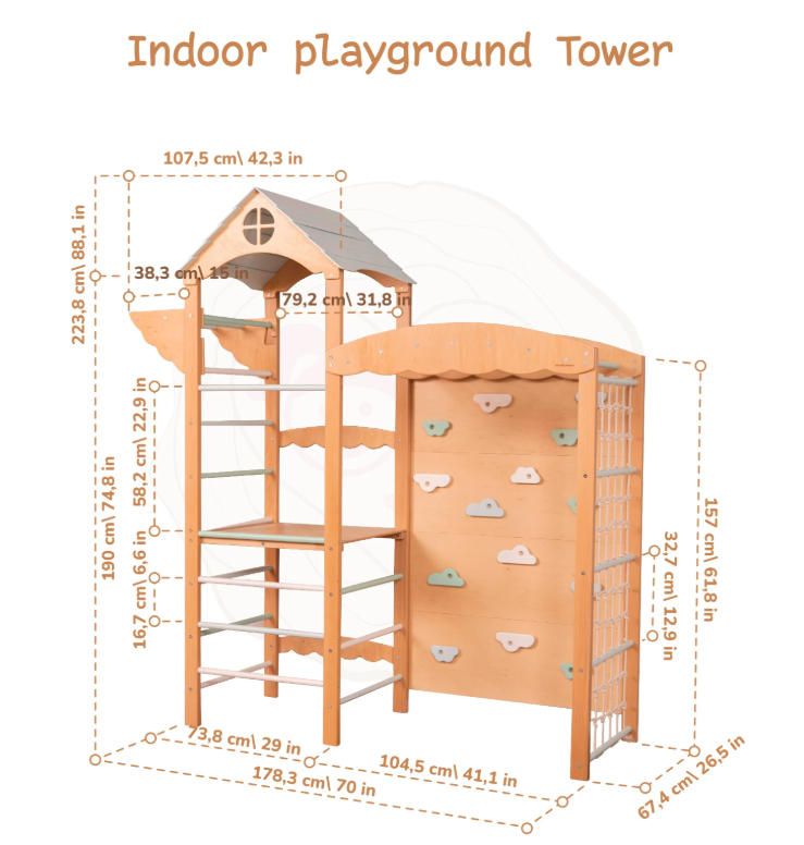 Children's Indoor Wooden GYM Climbing Frame for Toddlers and Kids Playground Equipment