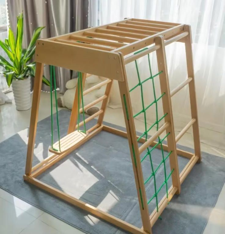 Solid Wood Climbing Frame for Children Durable Wooden Climbing Structure