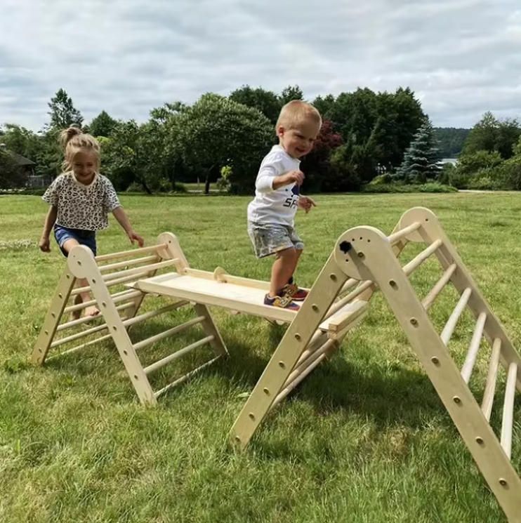Hot Wholesale Indoor Climbing Triangle Set Waldorf Arch Rocker Ramp Kid's Climb Frame Montessori Inspired Frame Climbing
