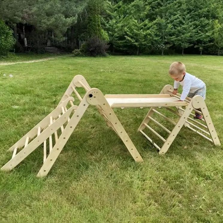 Hot Wholesale Indoor Climbing Triangle Set Waldorf Arch Rocker Ramp Kid's Climb Frame Montessori Inspired Frame Climbing