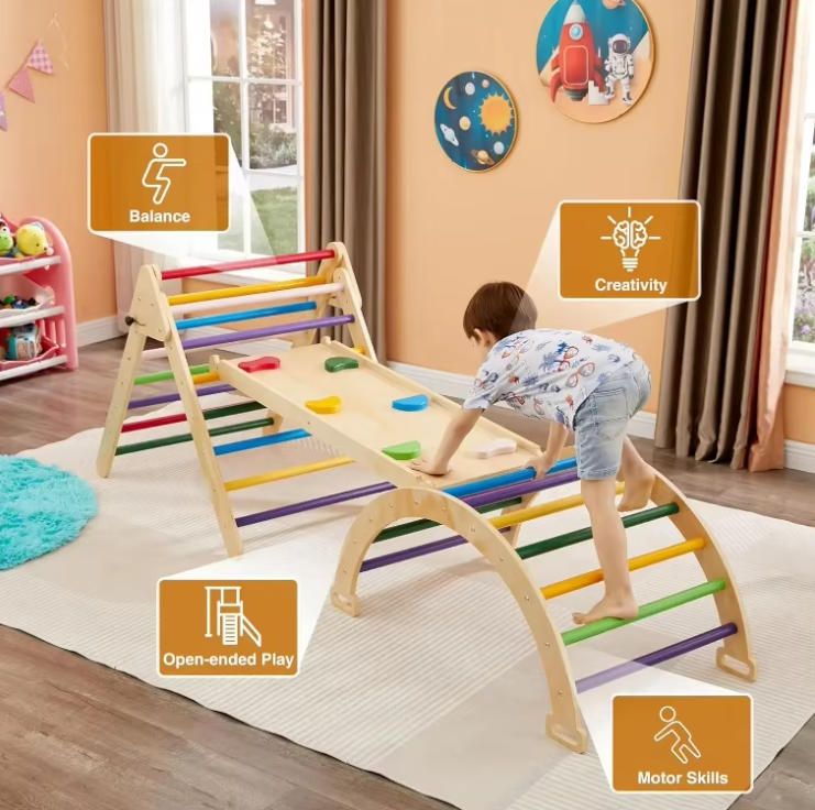 Indoor Playground Triangle Set for Baby Toddler Climbing Frames Toy for Kids