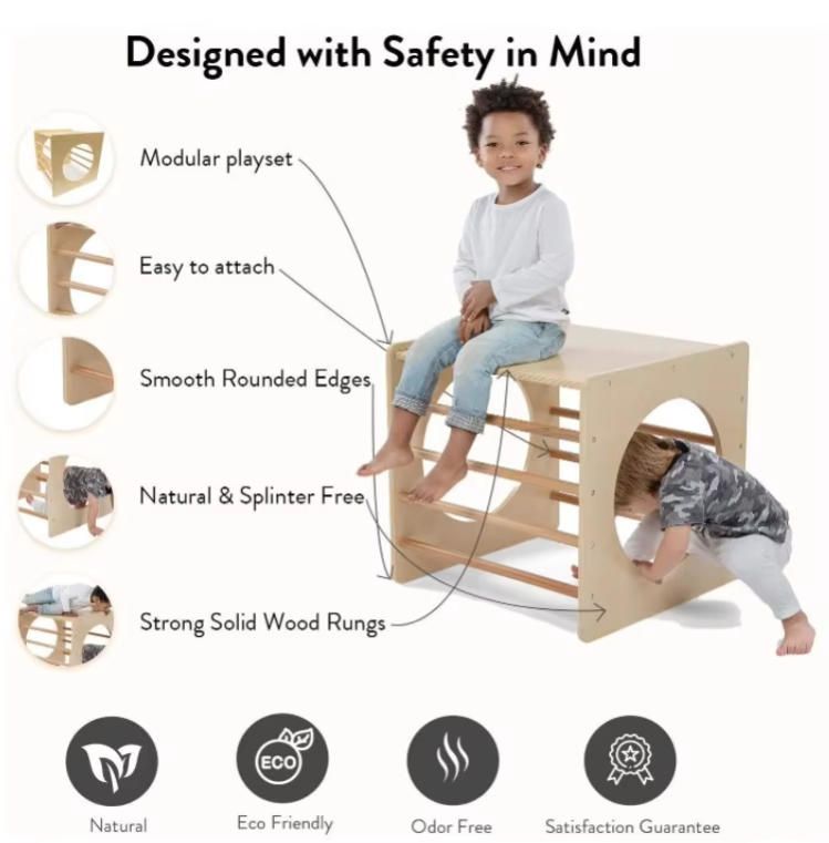 Kids Indoor Wooden Toy Wooden Climbing Cube - Cube Only