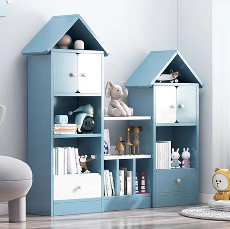 Simple Design Multi-Layer Bookshelf Space-Saving Small Wood Cabinet for Children Toy Storage Rack for Living Room or Bedroom