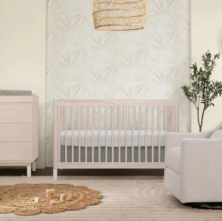 3-in-1 Convertible Modern Honey Wood Crib Solid Wood Multi-Use Bed