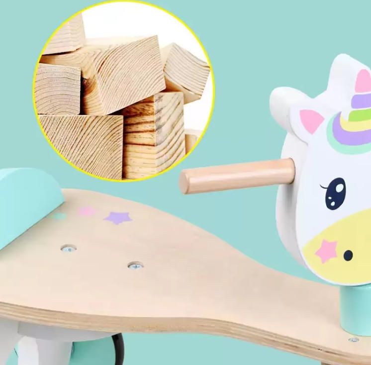 Durable 1-3 Years Old Kids' Balance Bike Non-Pedal Wooden Four Wheel Parallel Sliding Tricycle