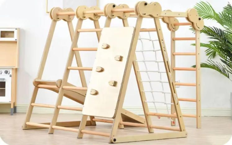 Wooden Playground Jungle Gym Rock Climb Wall Rope Wall Climbing for School