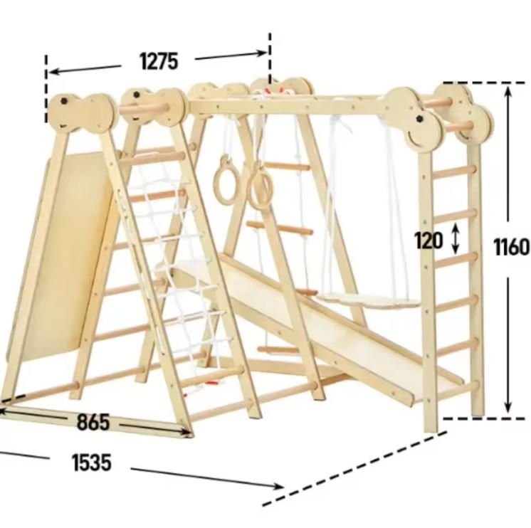 Wooden Playground Jungle Gym Rock Climb Wall Rope Wall Climbing for School