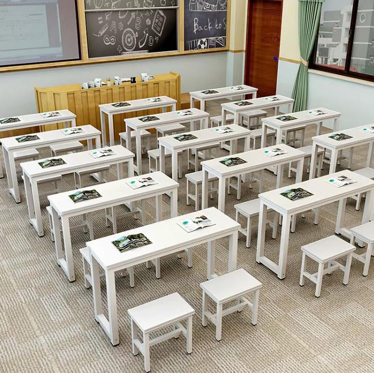 Student Training Desk with Double-Layered Drawers for Primary and Secondary Schools Kids' Furniture Set for Tutoring Classes