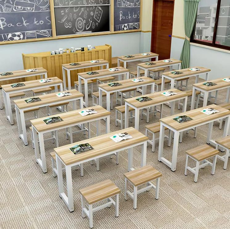 Student Training Desk with Double-Layered Drawers for Primary and Secondary Schools Kids' Furniture Set for Tutoring Classes