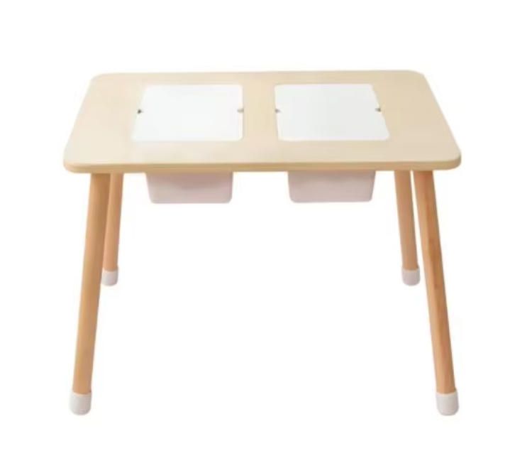 Multi-purpose DIY Kids Play Table with Storage Woodcrafts Toy Organizer for Learning and Dining