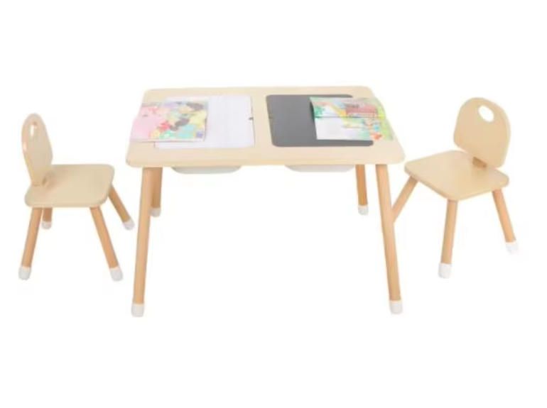 Multi-purpose DIY Kids Play Table with Storage Woodcrafts Toy Organizer for Learning and Dining