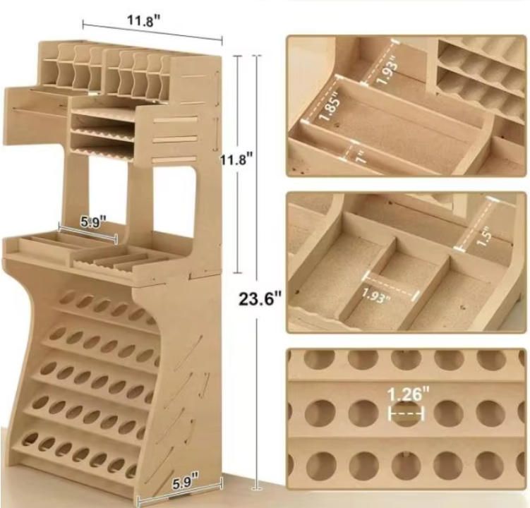 DIY Wooden Paint Rack Art Tool Organizer Desktop Storage Shelf for Office Supplies