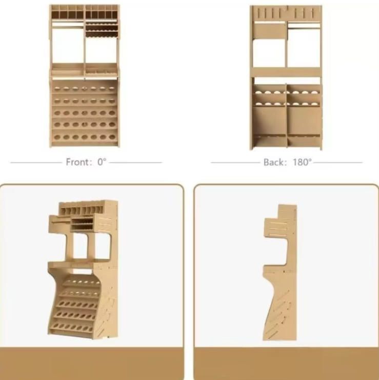 DIY Wooden Paint Rack Art Tool Organizer Desktop Storage Shelf for Office Supplies