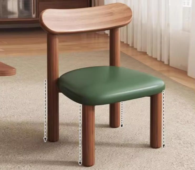 Home Solid Wood Kids Backrest Chair, Small Soft Padded Tea Table Stool