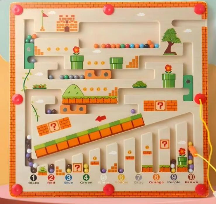 Children's Digital Mushroom House Color Sorting Counting Board Early Education Magnetic Maze Ball Toy
