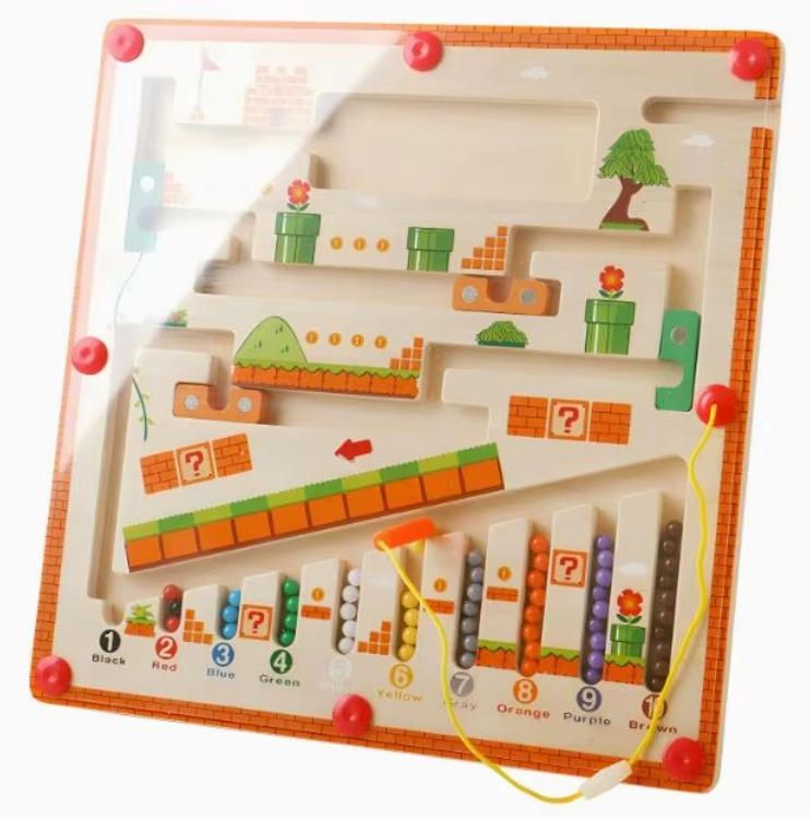 Children's Digital Mushroom House Color Sorting Counting Board Early Education Magnetic Maze Ball Toy